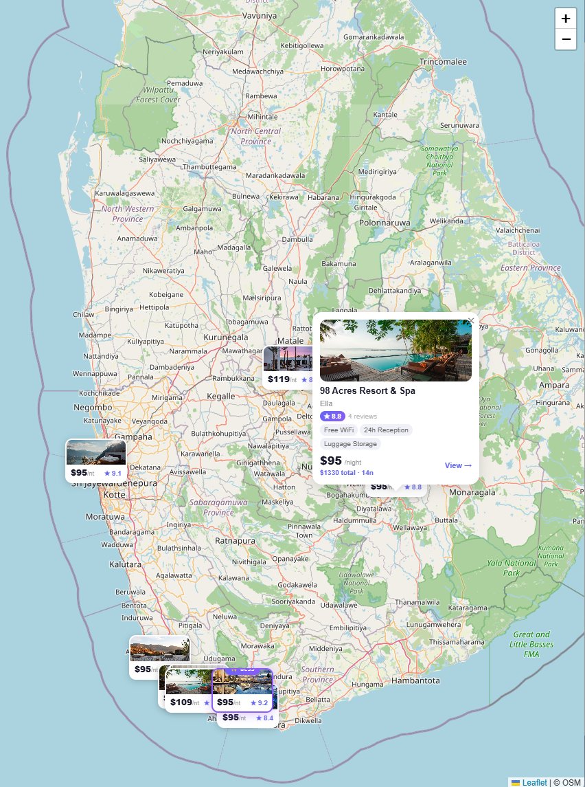 Hotel map with Decision Engine scoring